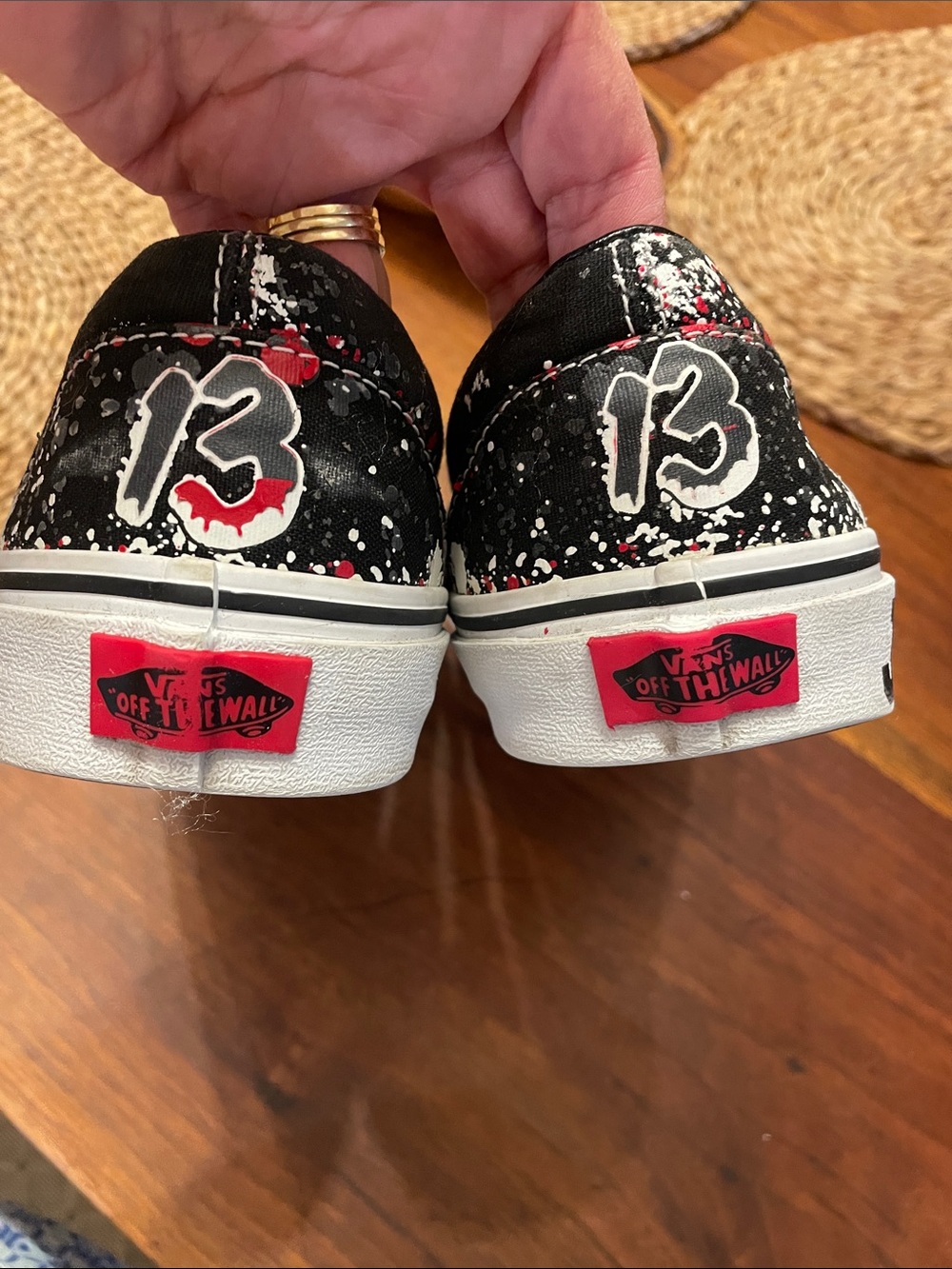 Vans J Voorhees Black/White/Red Friday the 13th Slip-On Graphic Shoes - Picture 8 of 11